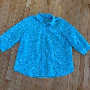 Vintage Penmans Sheer Button Top Blue Floral Summer Beach Coverup Lightweight
